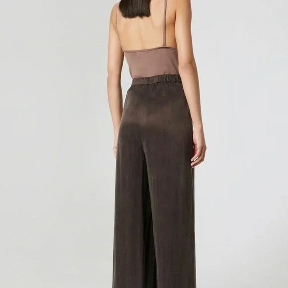 Guido Maria Kretschmer Satin Wide Legs High Waist Brown Pants Sz EU 40 US 10 NWT - Picture 3 of 10